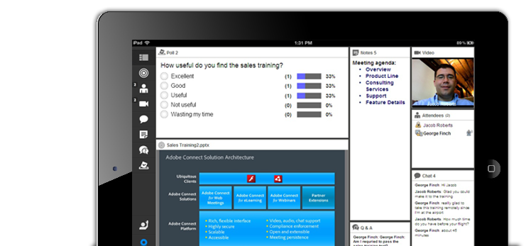 Host, share, collaborate and train from anywhere, anytime, with Adobe Connect Mobile